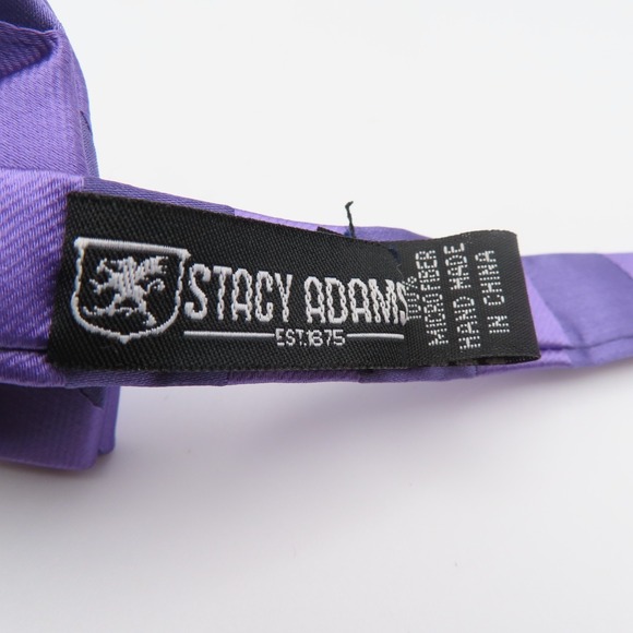 Stacy Adams Bow Tie Purple Striped 2.5" Wide Pre Tie Polyester - Picture 3 of 4